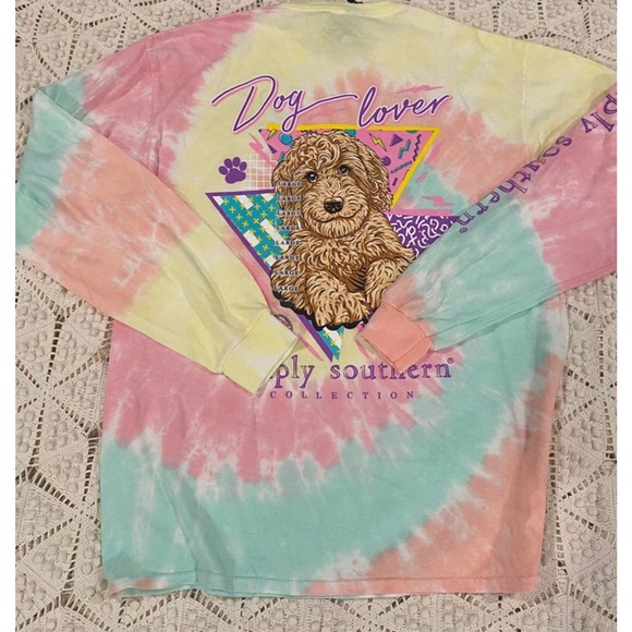 Simply Southern Tie Dye Dog Lover Long Sleeve Shirt LARGE - 23 - Picture 2 of 5
